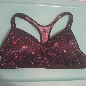 Pink brand galaxy pattern yoga sports bra